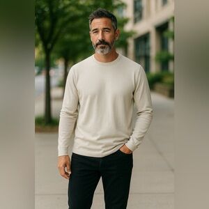 Springfield Cotton Stone Men Crewneck Long Sleeve Knit Sweater Office Fall S 3XL